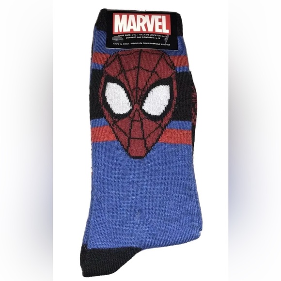 Spider-Man Crew Socks 2 Pair Men 6-12 Blue Red w Logo NEW! Marvel Avengers Venom - Picture 8 of 8